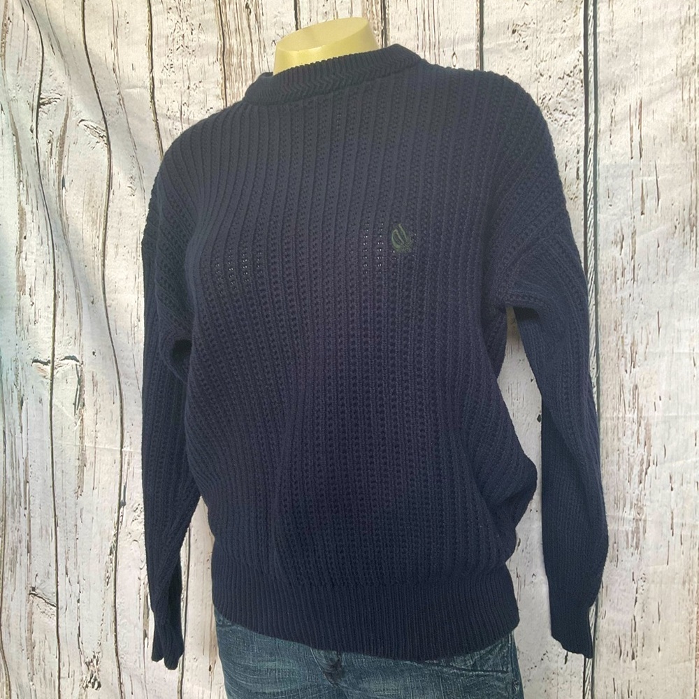 Genuine Vintage Nautica Tight Knit Navy Blue Preppy Sweater Women’s Small - Picture 4 of 6